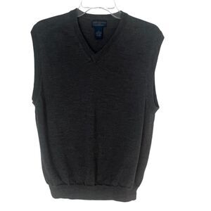 Joseph & Lyman Men's 100% Italian Merino Wool Gray V-Neck Sweater Vest sz L
